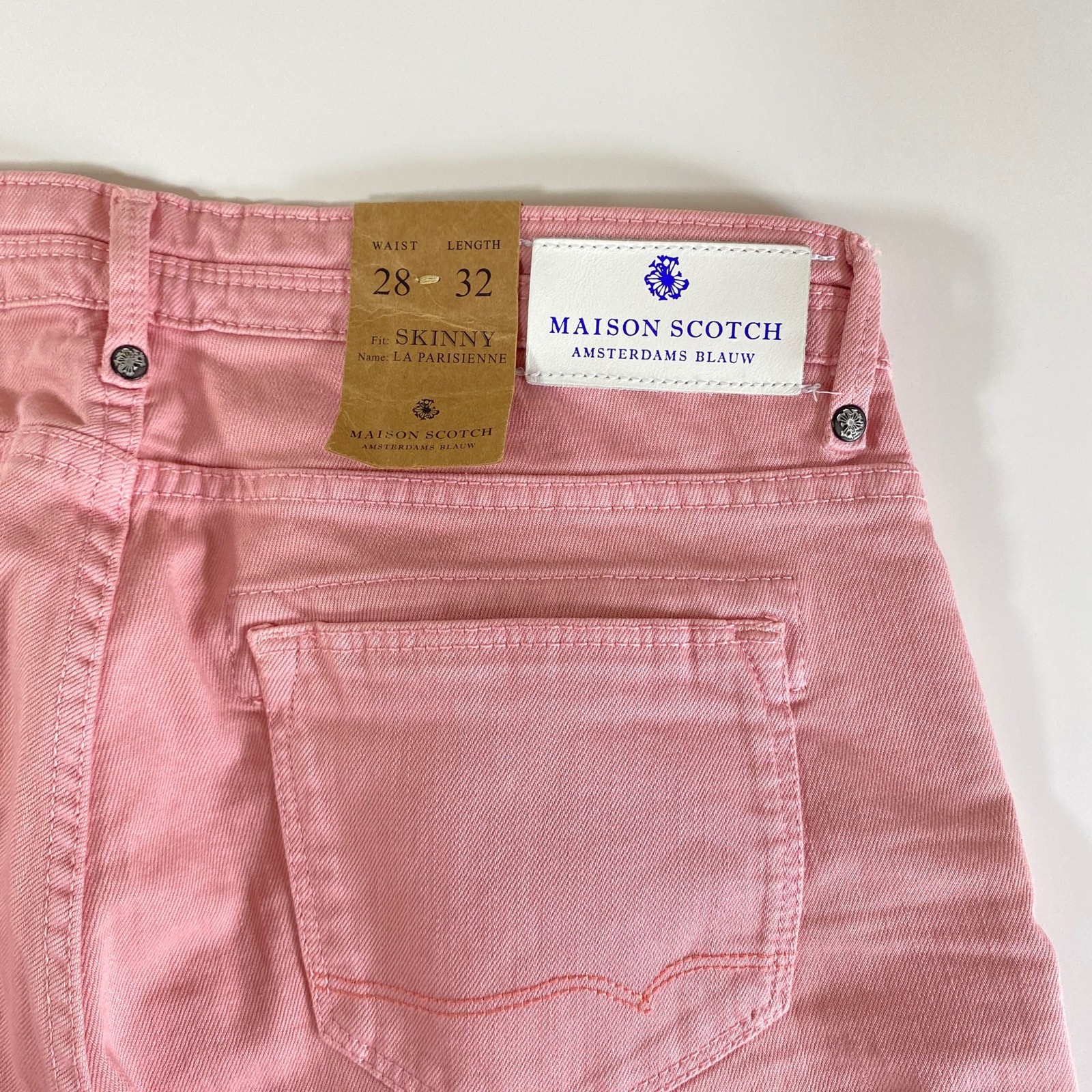 MAISON SCOTCH Aamsterdam Blauw Pink Skinny Jeans Size 28 32 Les Bon Vivants