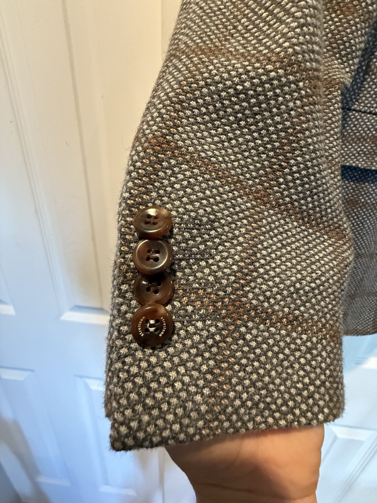 Strellson Mens Brown Herringbone Wool Blend Jacket Blazer Sport Coat Sz 48 Slim