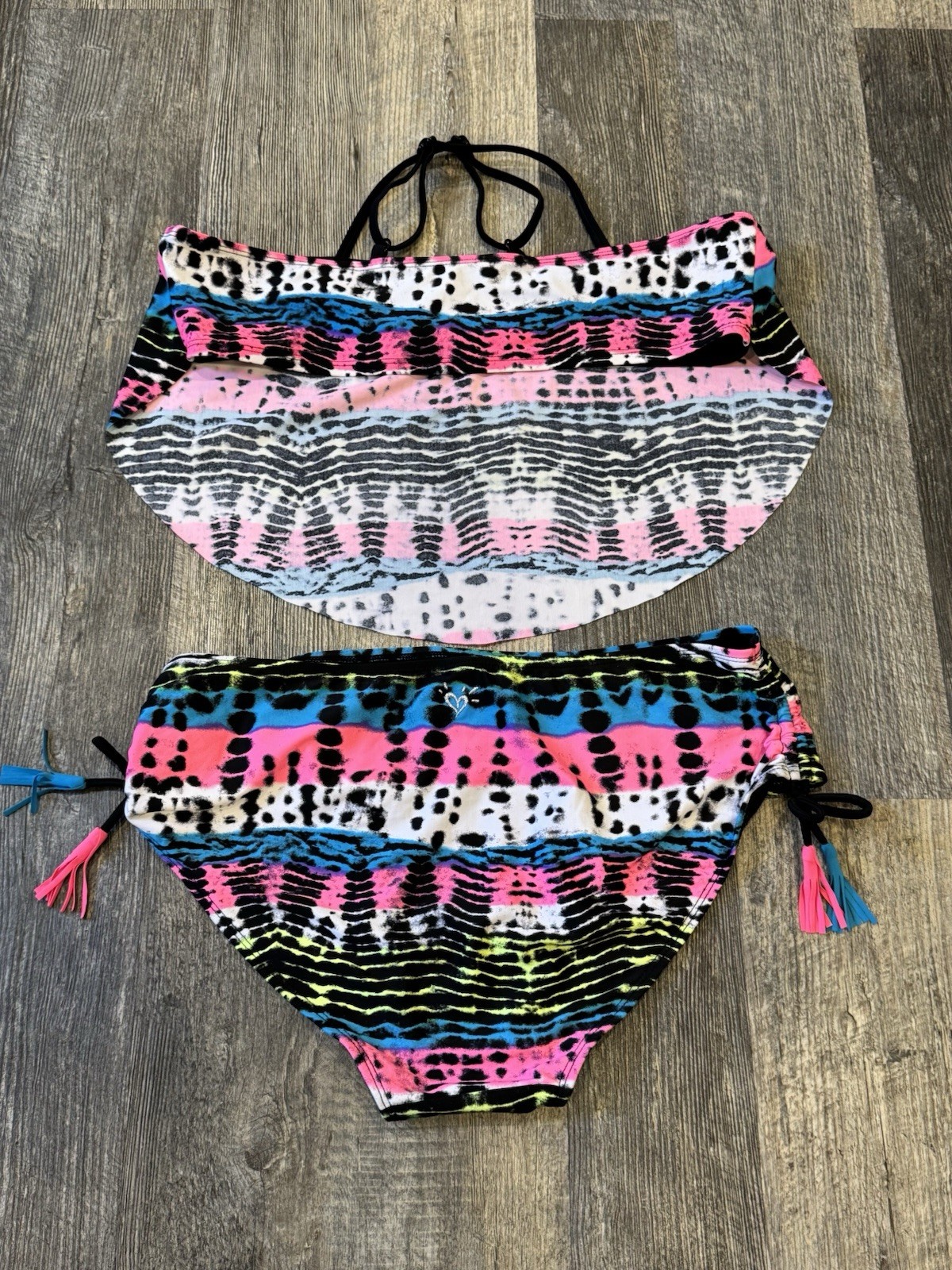 Original Justice Bikini Size 22 Plus Black/Pink/Green/White Adjustable Straps