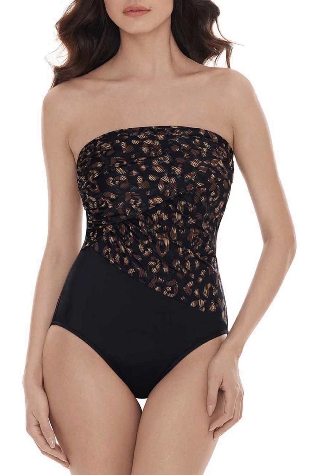 Magicsuit Womens La Paz Convertible One-Piece Swimsuit, Black/Brown, Size-16