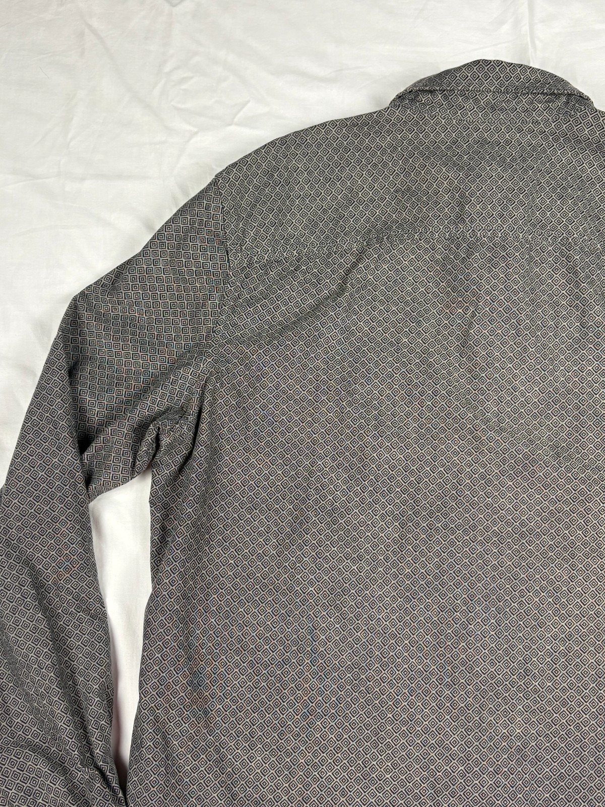 Timberland Men Shirt Long Sleeve Gray Charcoal Micro Pattern Cotton Pocket XL