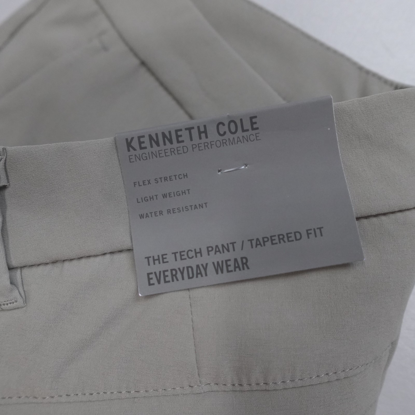 Kenneth Cole Men’s Tech Pants Lightweight Stretch DWR Tapered Fit Rover Grey