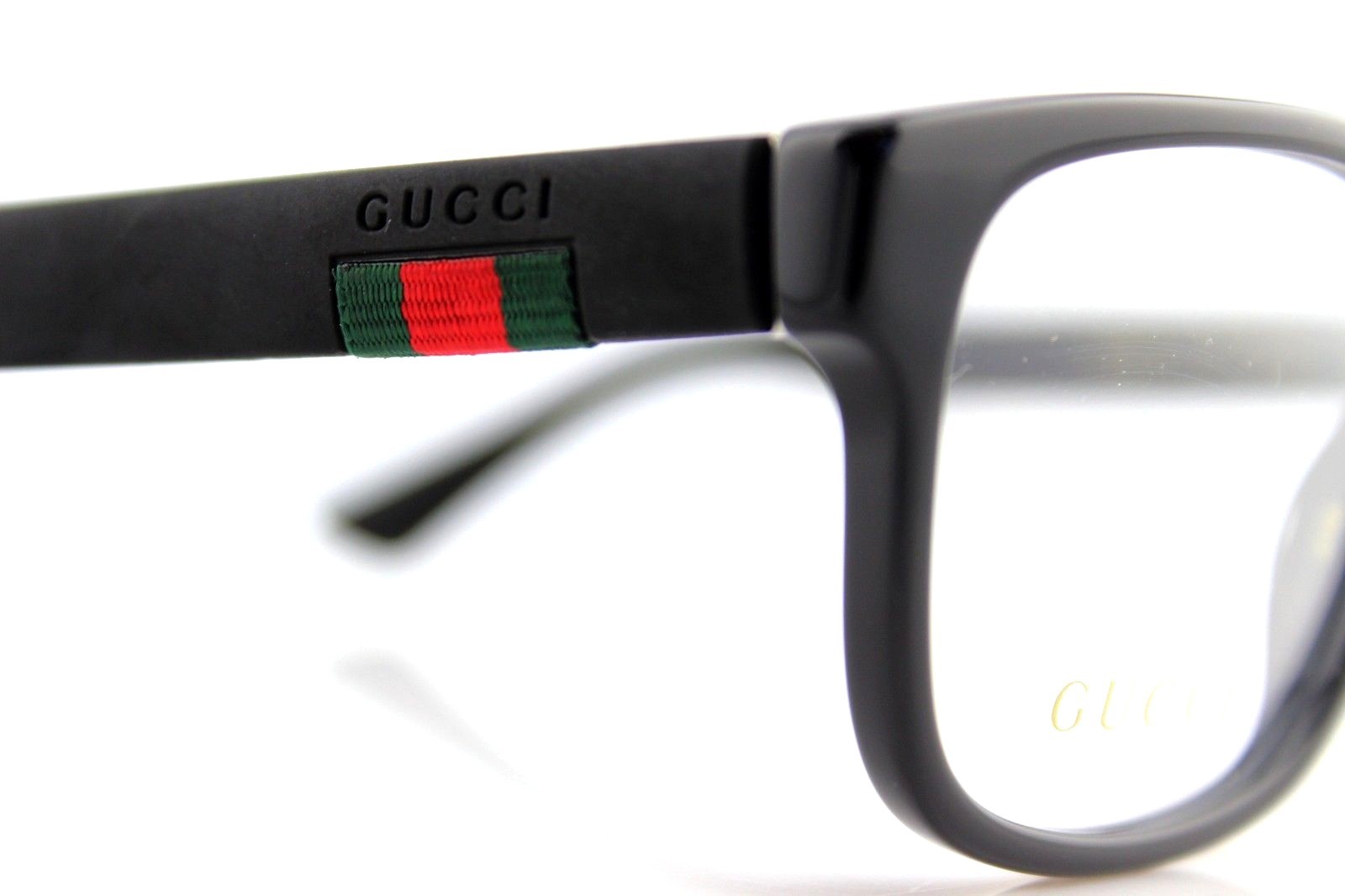 NEW Authentic GUCCI EyeGlasses Mens Shiny Black Matte Rubber Frame GG0011O 001