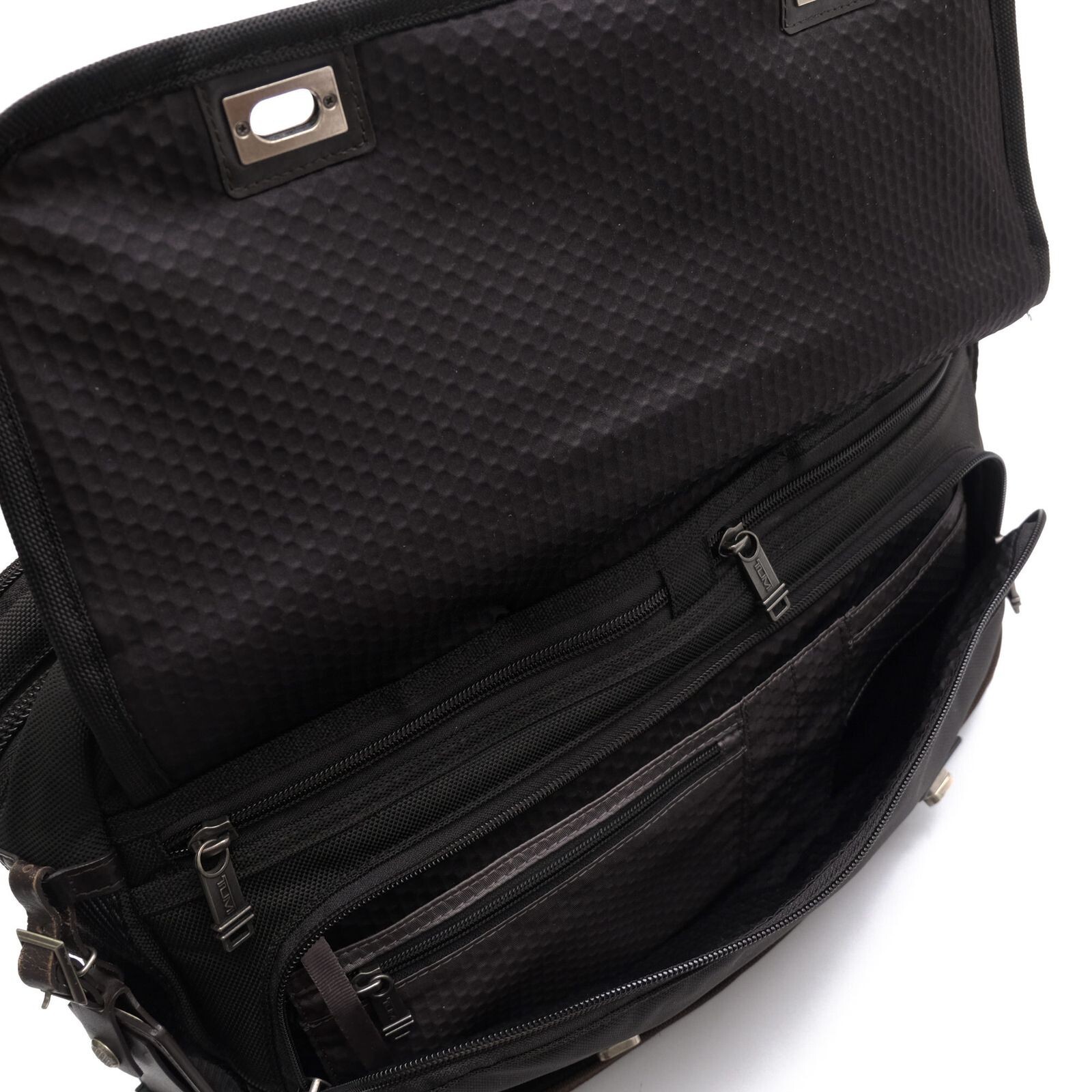 TUMI Alpha Bravo Pinckney Flap Briefcase Black Nylon Leather 2Way Laptop Auth