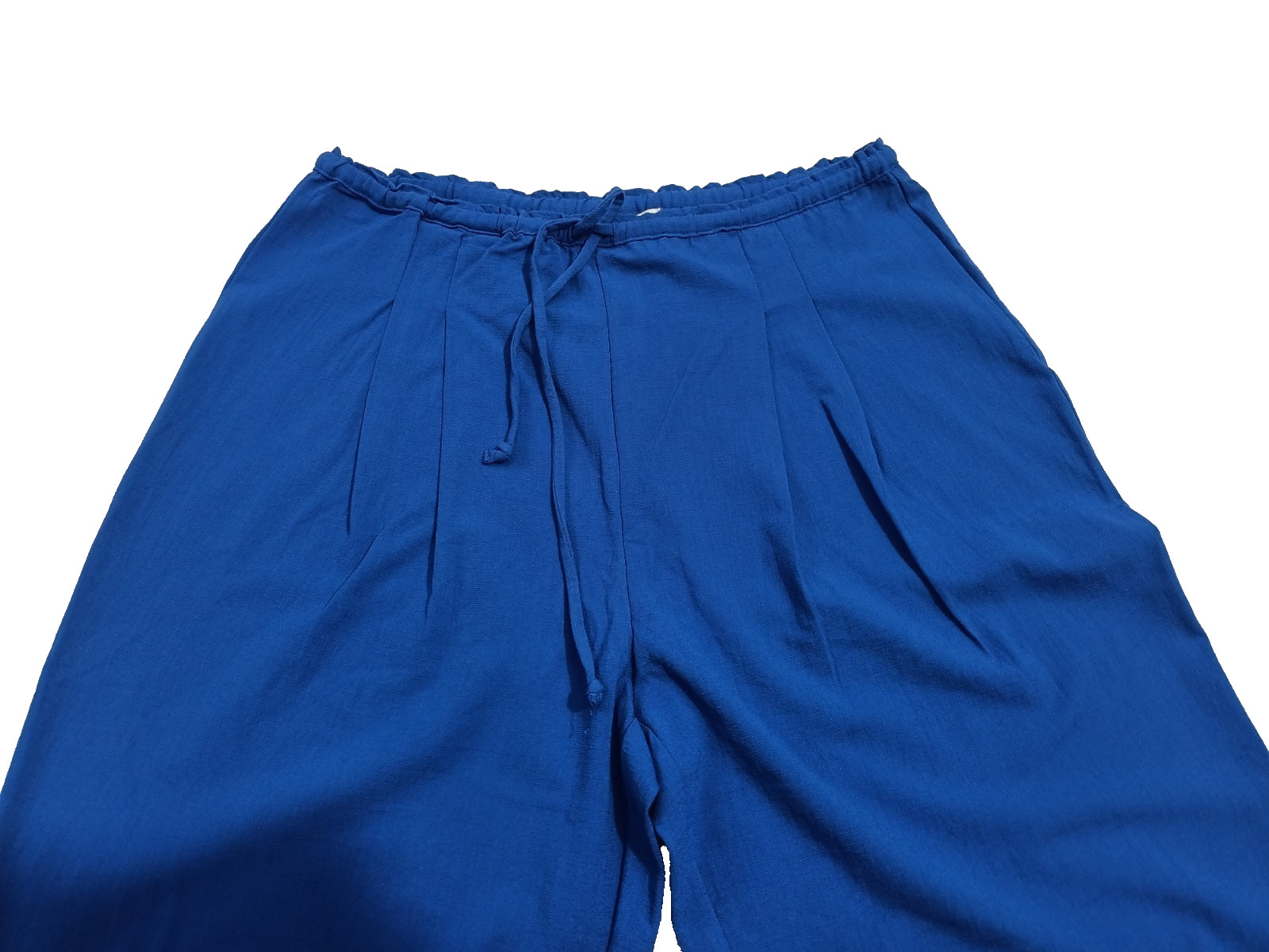 H&M Blue Wide Leg Dress Pants Adjustable Waist Drawstring Free Size 30 To 36 In