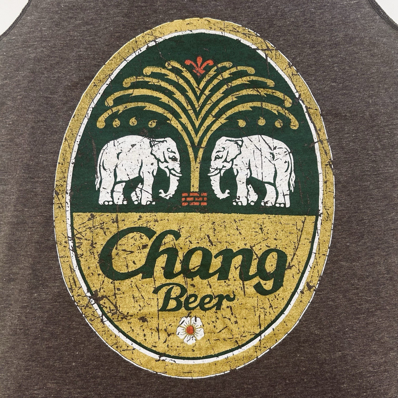 Chang Beer Thailand Mens Large Tank Top Shirt 100% Cotton Soft Summer Elephant