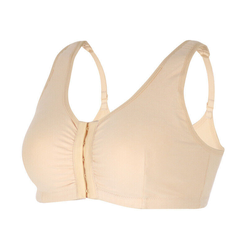 Post Surgery Pocket Bra Wireless Mastectomy Bra Front Closure Breathable Cotton