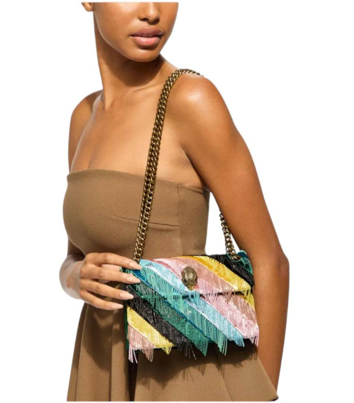 NWT $238 KURT GEIGER London Mini Kensington Fringe Evening Handbag