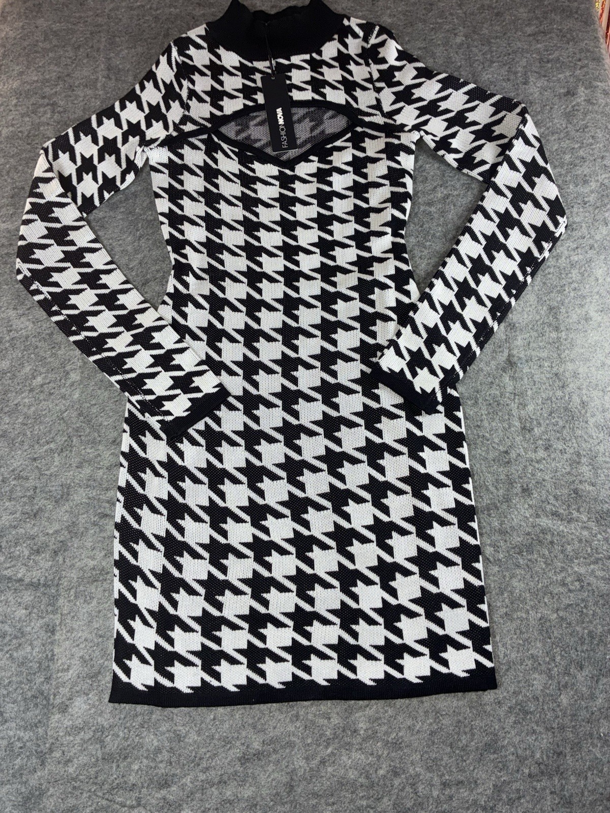 Sweater Mini Dress Black And White Size Small Fashion Nova