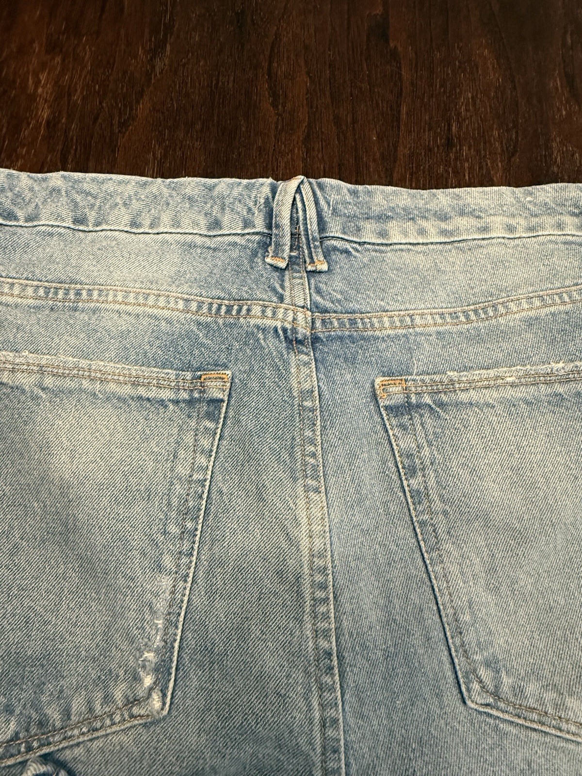 Good American Size 18 Good Classic High Rise Distressed Straight Leg Blue Jeans
