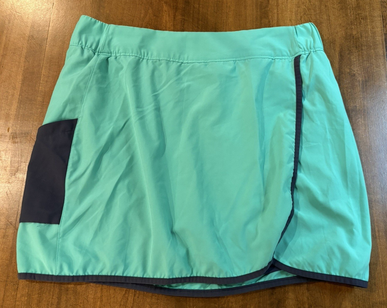 Columbia Womens Hike Skort Sz L Key West Teal Green & Navy Blue Pull On