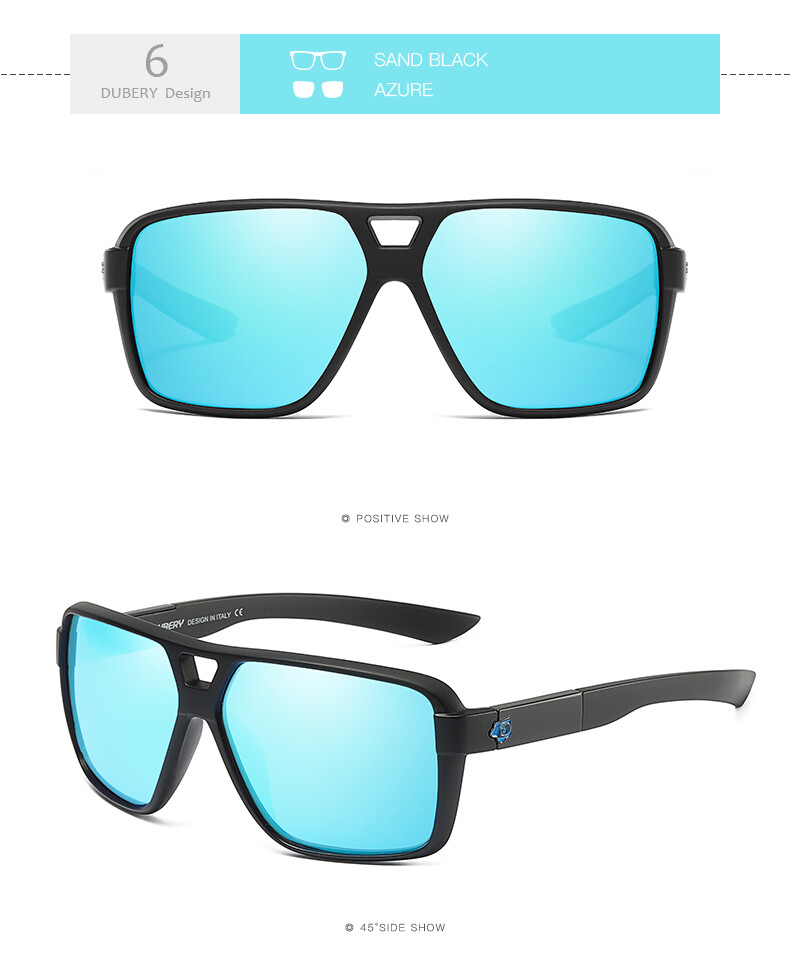 DUBERY Men Sport Polarized Oversize Sunglasses Square Driving Fishing Glasses
