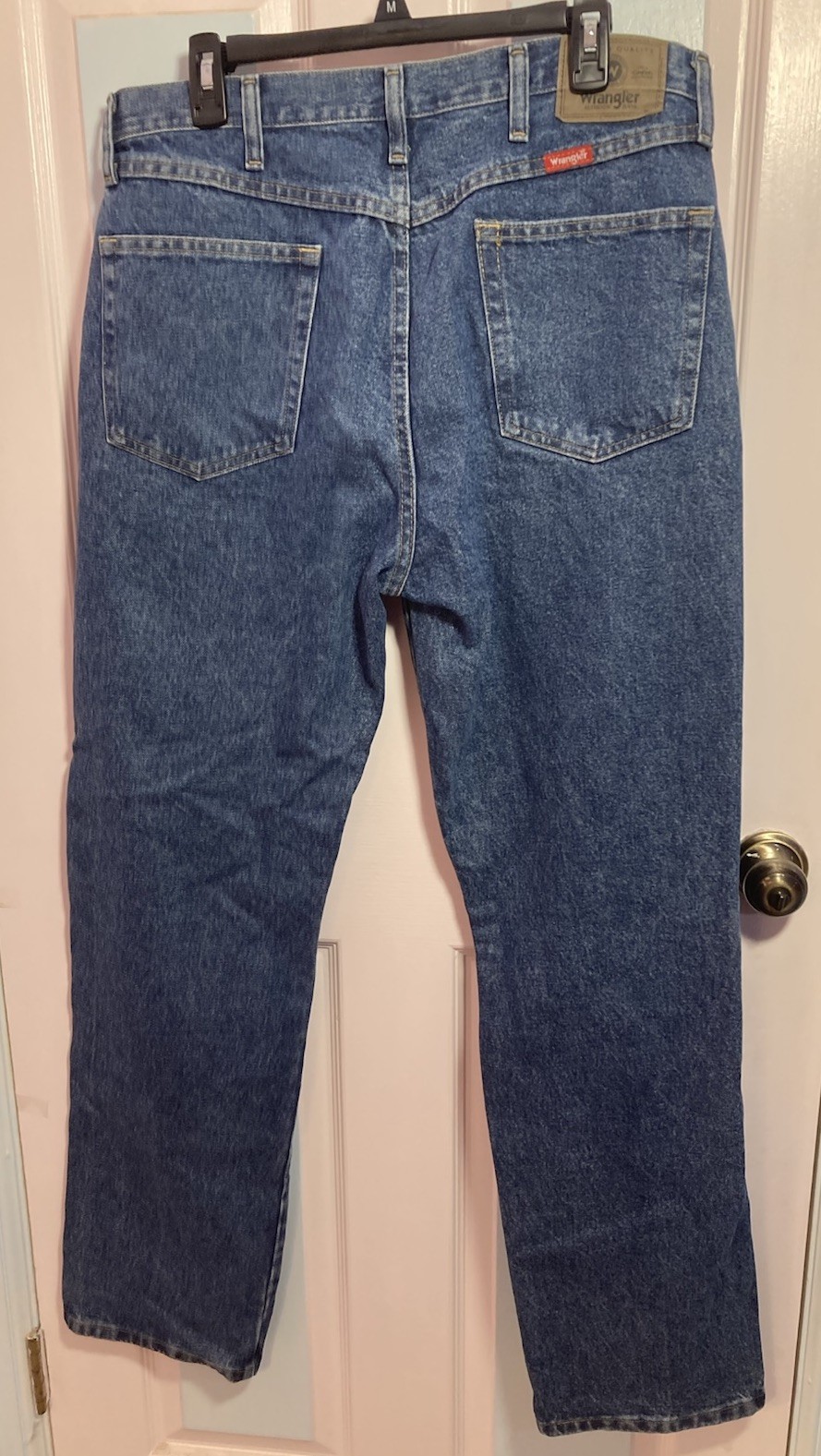 Wrangler Men’s Straight Jeans Medium Wash Blue Denim Midrise Vintage Baggy