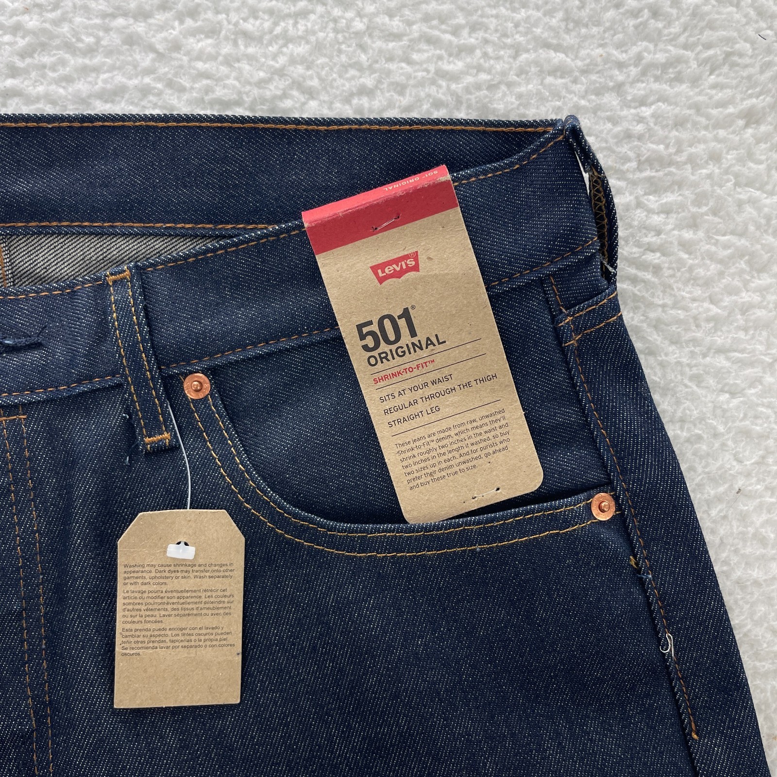 Levis Jeans Mens 30×32 Blue 501 Original Button Fly Shrink to Fit Dark Wash