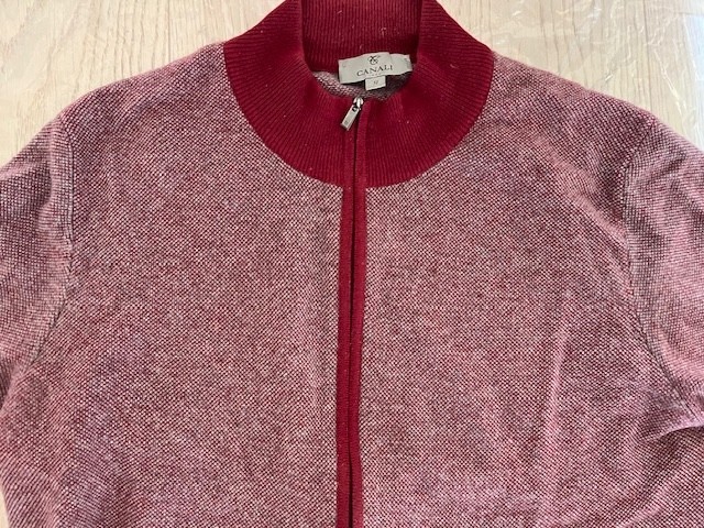 Canali Men 100shmere Burgundy Cardigan Sweater Size IT 52 Large Made in Italy