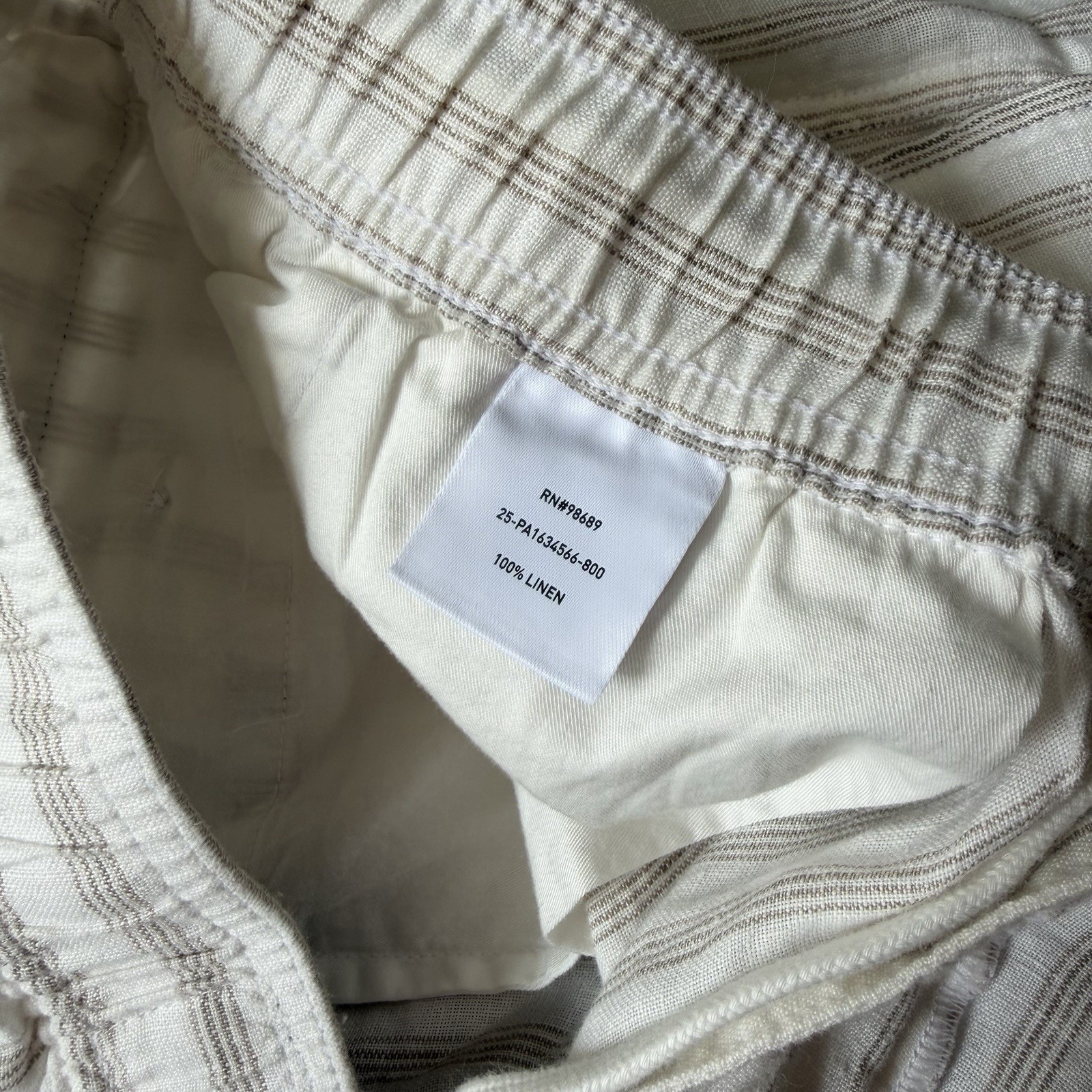 TODD SNYDER Relaxed 100% Linen Leisure Pants in White Striped Pleated L $198