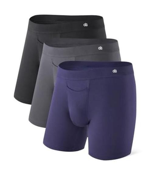 Men’s Bamboo Rayon Boxer Briefs 3 Pack, X-Large Dark Blue/Black/Dark Gray