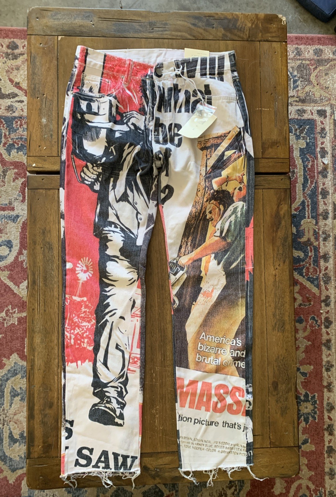 MNML Mens Straight Leg- split-design with a “Texas Chainsaw Massacre” print