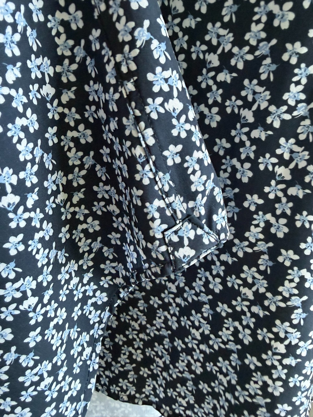 7Diamonds Bowen Floral Button Up Shirt Mens L Navy 4-Way Stretch Short Sleeve