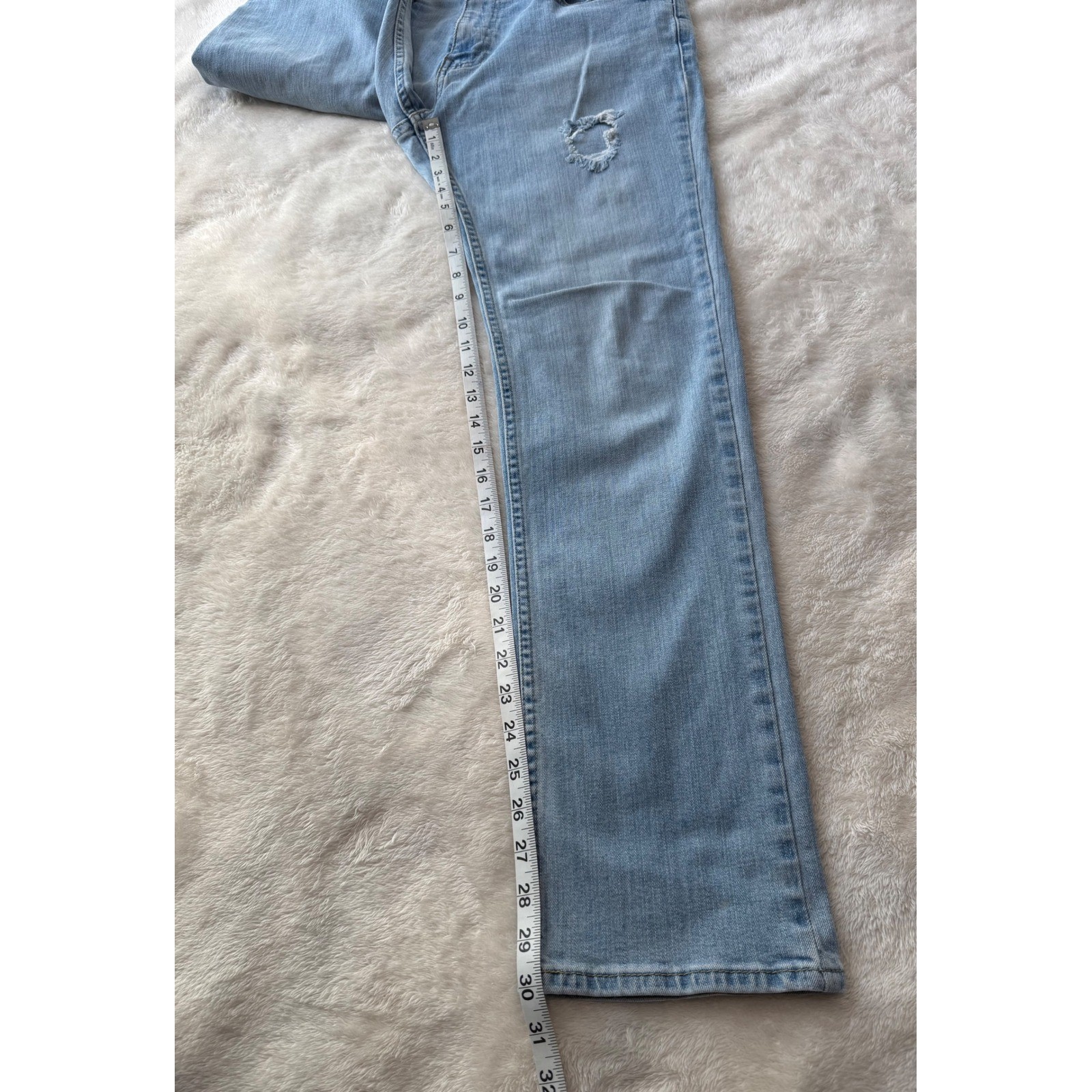Hollister Slim Straight Epic Flex Light Wash Distressed Mens Jeans 31×32