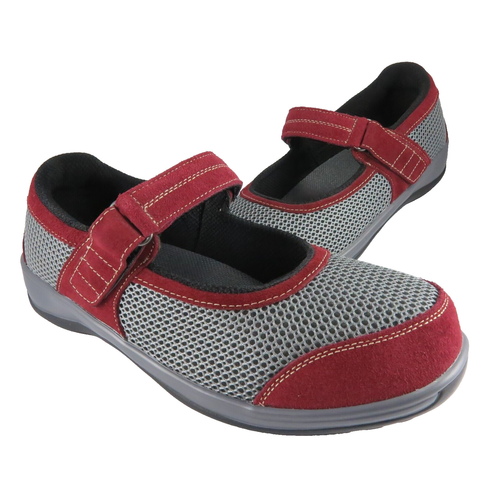NEW OrthoFeet Chattanooga 859 Mary Jane Womens Size 11.5EE Red/Gray Leather/Mesh