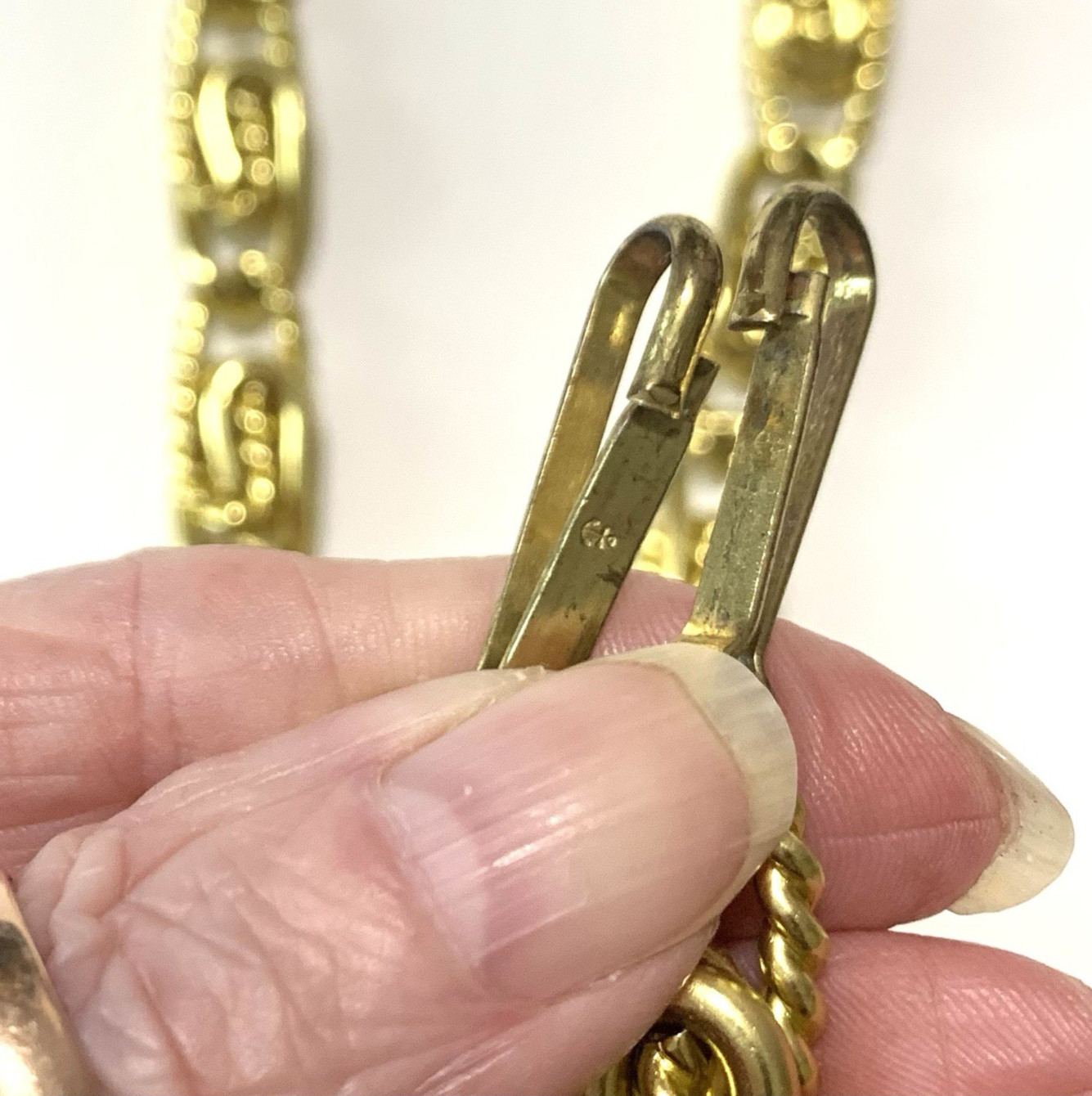 Vtg Gold Tone Clip-On Replacement Bag CHAIN Shoulder Strap Handle Chunky S Link