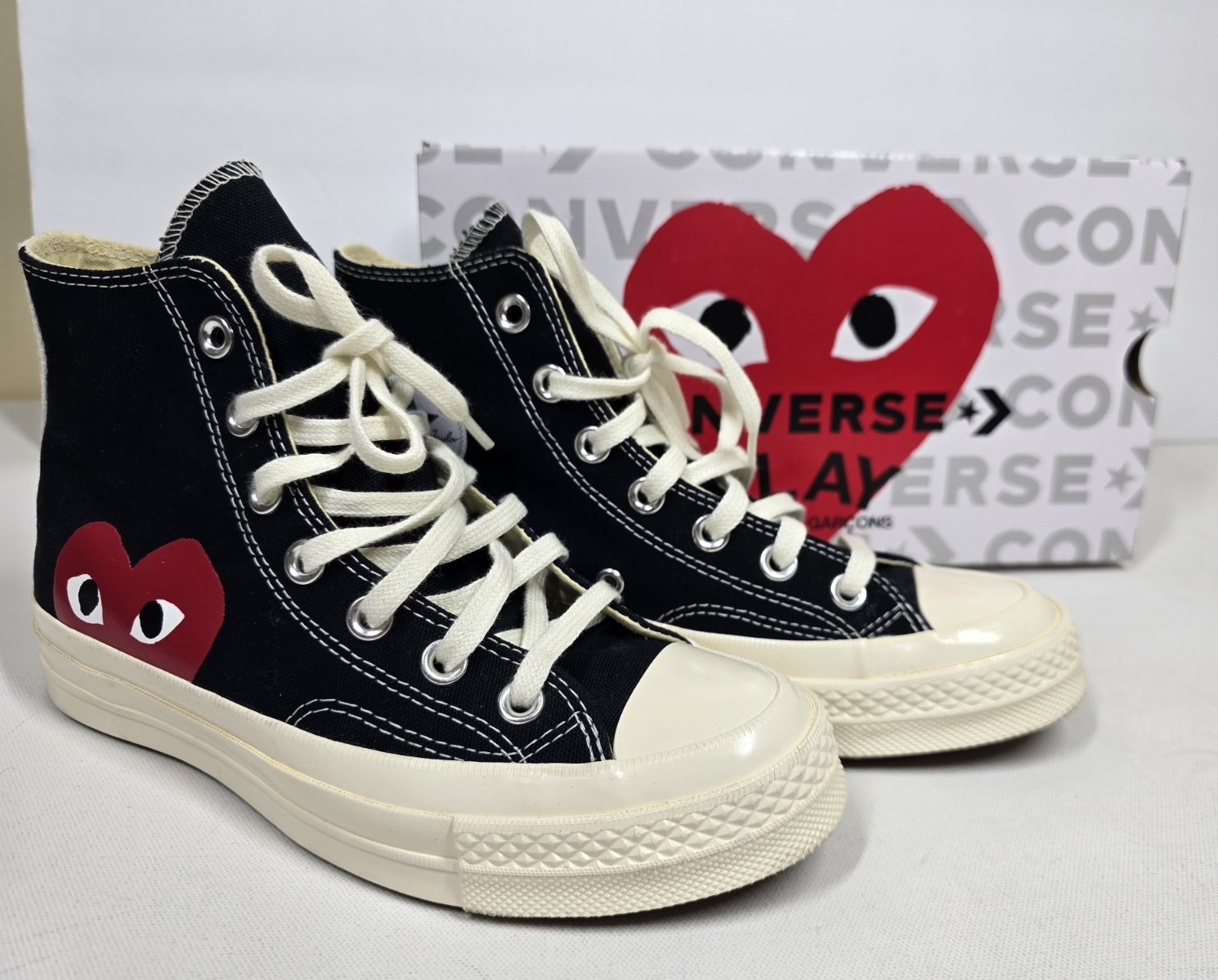 Converse X CDG PLAY Chuck Taylor All Star 70 High Small Red Heart Black Shoes 4