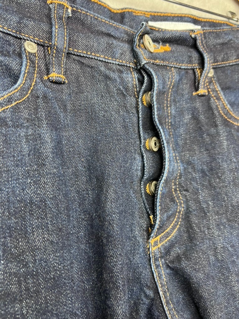 Gustin Raw Selvedge Denim Jeans 34 Straight California Button Fly USA Indigo EUC