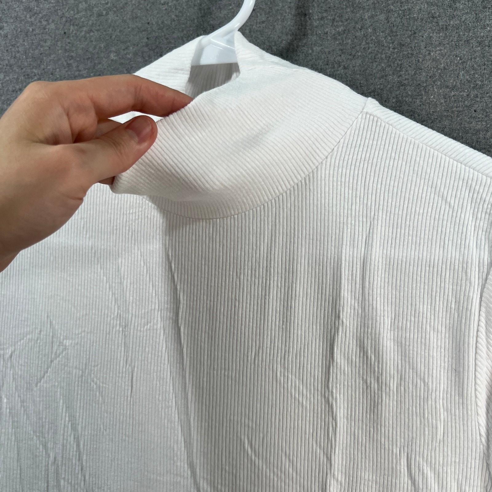 Laurie Felt Rib Silky Rayon Made From Bamboo Turtle Neck White, X-Small