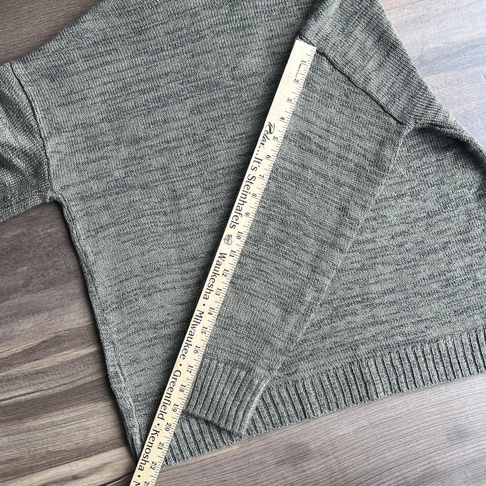 Marled Reunited Knitted Pullover Hoodie Sweater Weather Olive Green Large