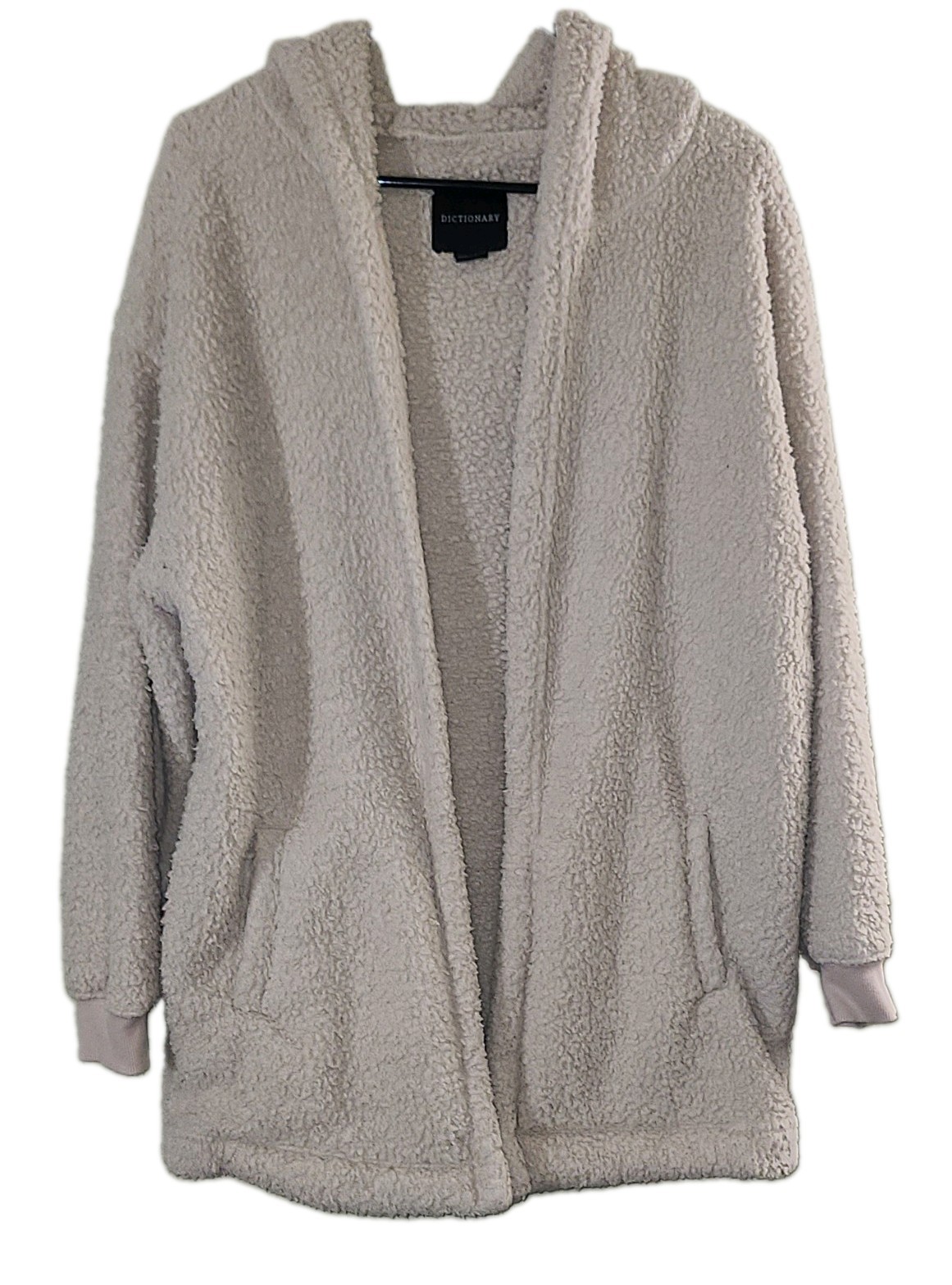Dictionary Beige Sherpa Hooded Pullover Hoodie w/ Pockets Women’s M