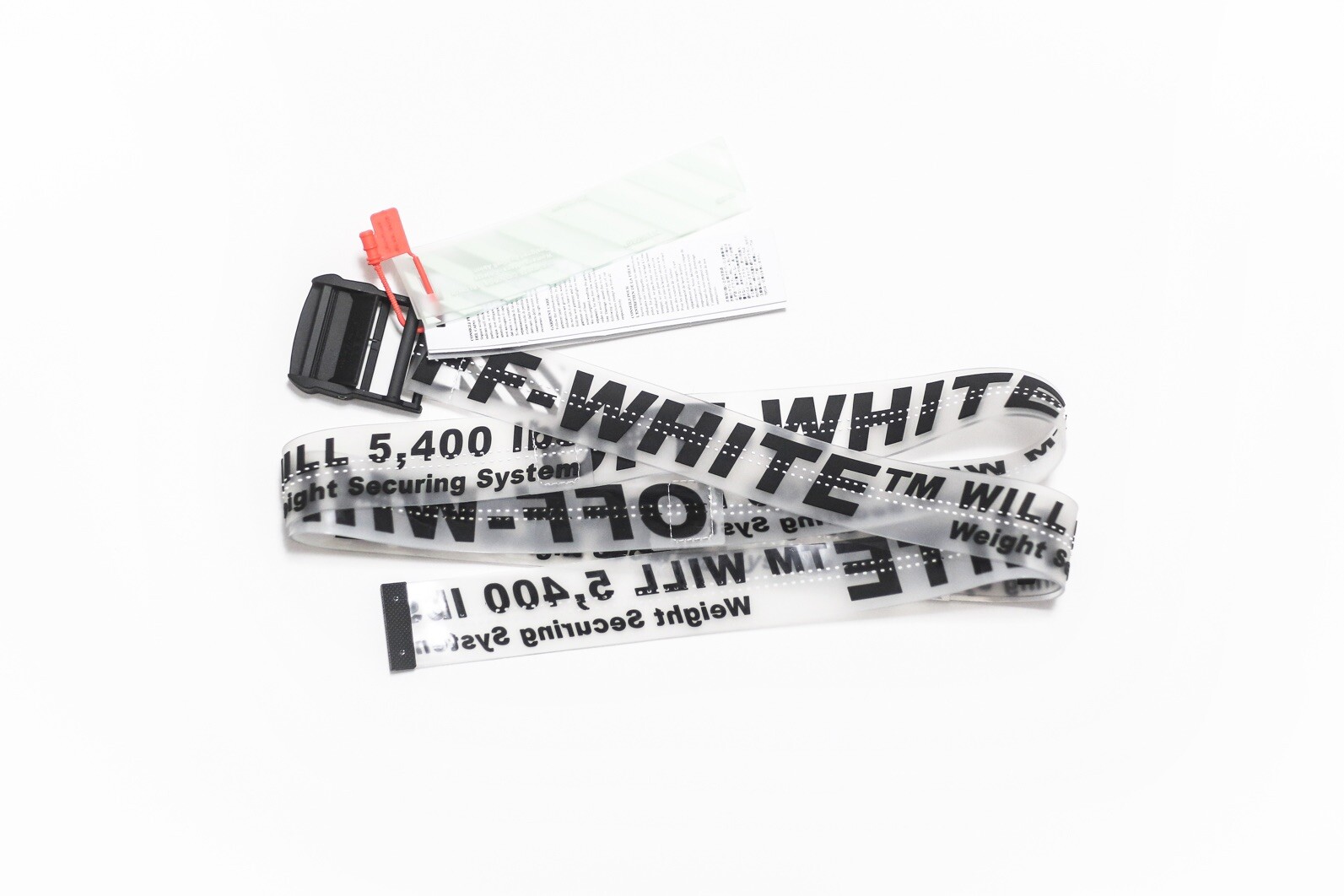 Off White Transparent Rubber Clear Black Industrial Belt 200cm