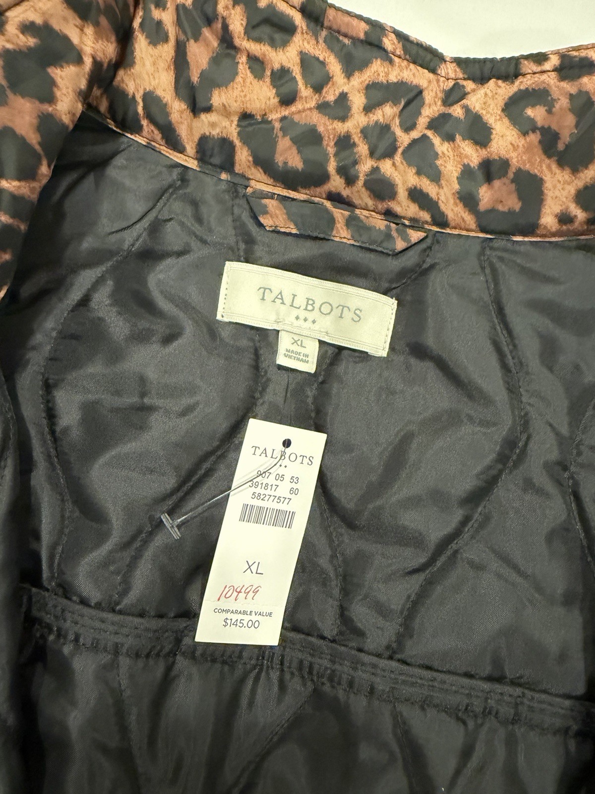 Talbots REVERSIBLE QUILTED VEST – LEOPARD / BLACK Size XL NWT ($145 MSRP)