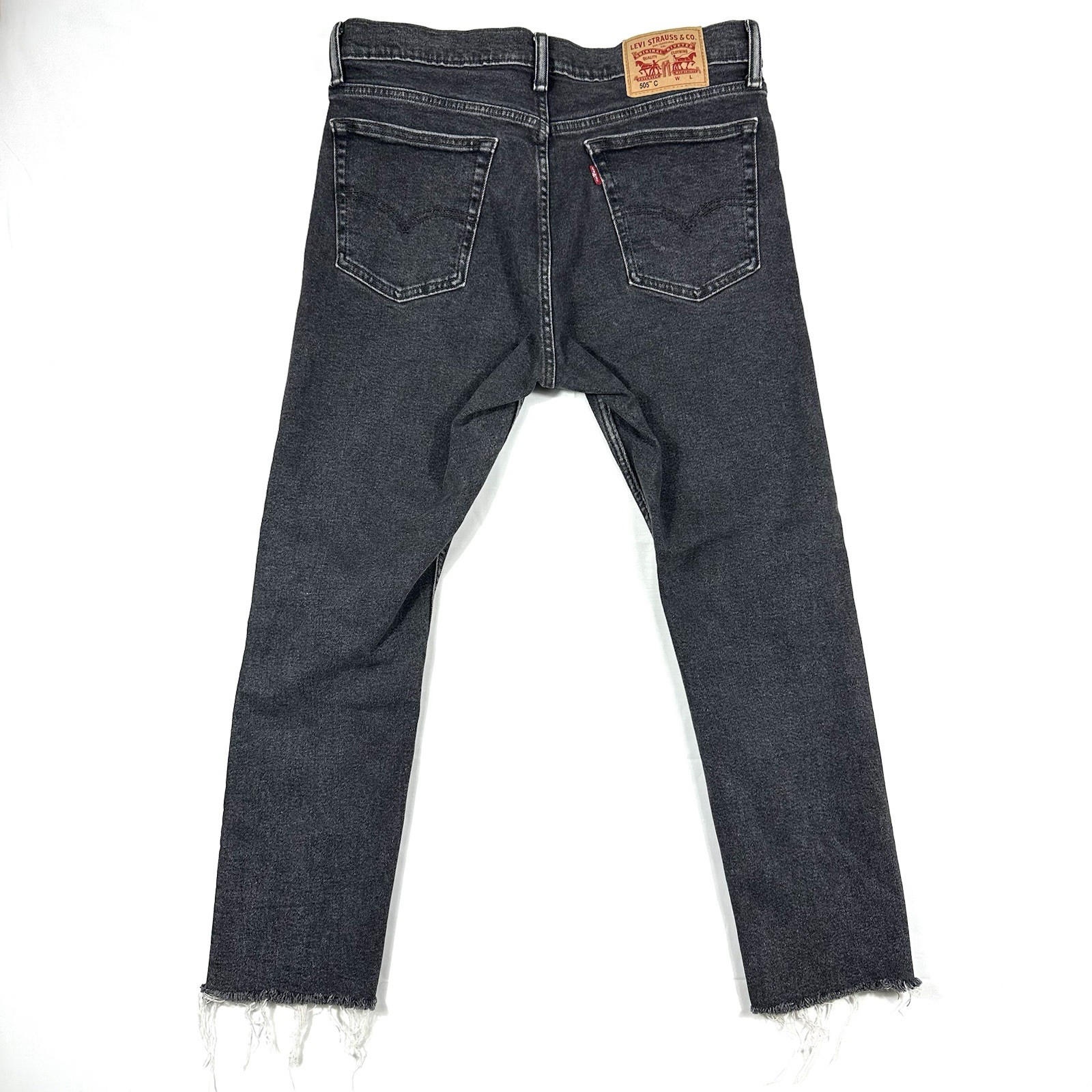 Levi’s 505c Grey Denim Slim Jeans “32×28” with custom length & distressing