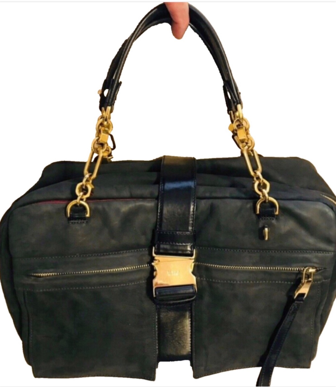 Loewe Leather Laura 33 handbag Black Pony-style calfskin Chain top Handle Bag