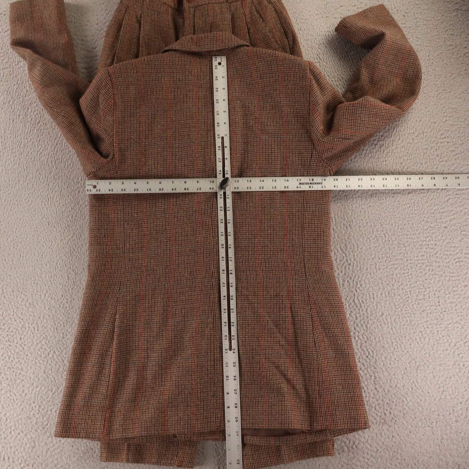 VTG Tweed Suit Womens 12 Brown Houndstooth Check Wool Blend Double Breasted