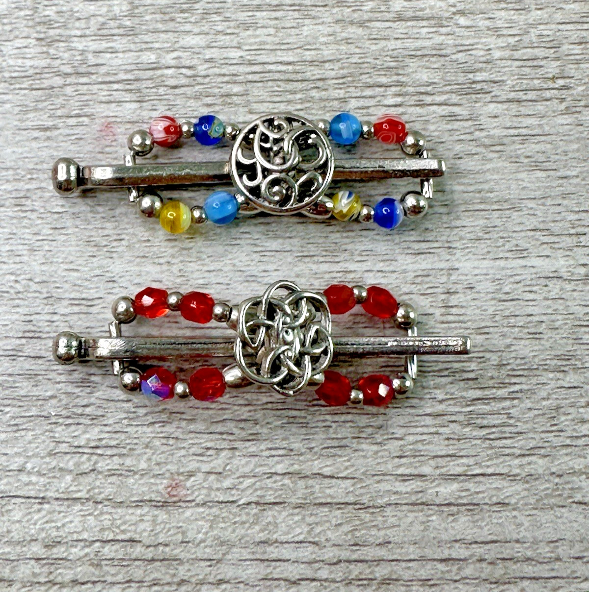 Lot of 2 Mini Celtic Lilla Rose Flexi Clip NEW Multicolor Beads 2.25 in