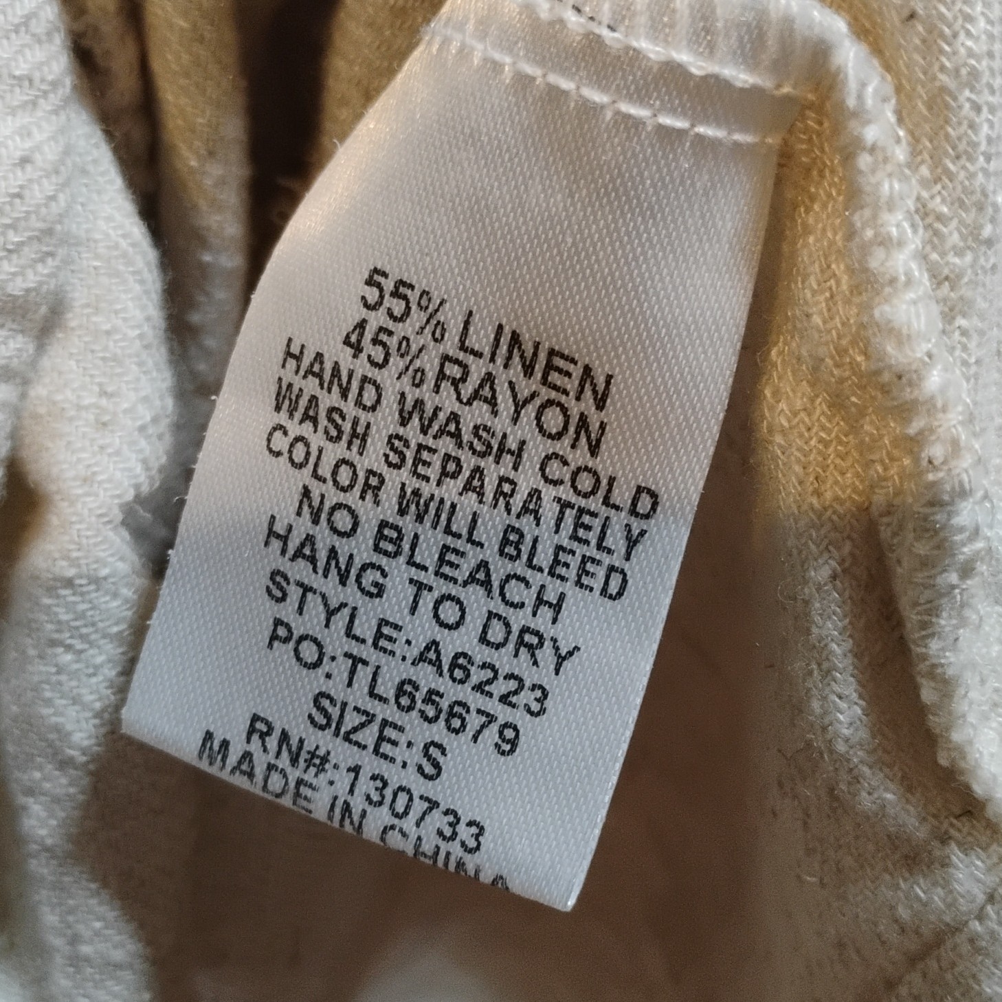 Umgee Beige Linen/Rayon Ruffle Peplum Blouse Oversized Cropped Short Sleeve S