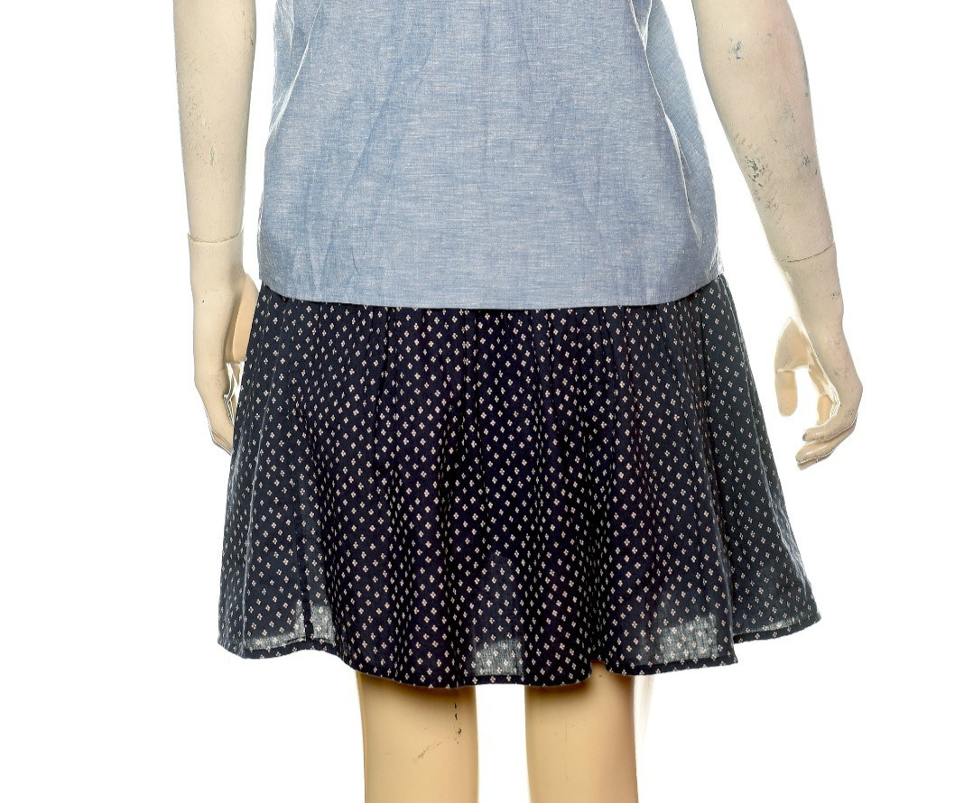Sezane Rosa Top In Chambray S 36 Embroidered Ruffle Sleeveless Blouse NEW 46303