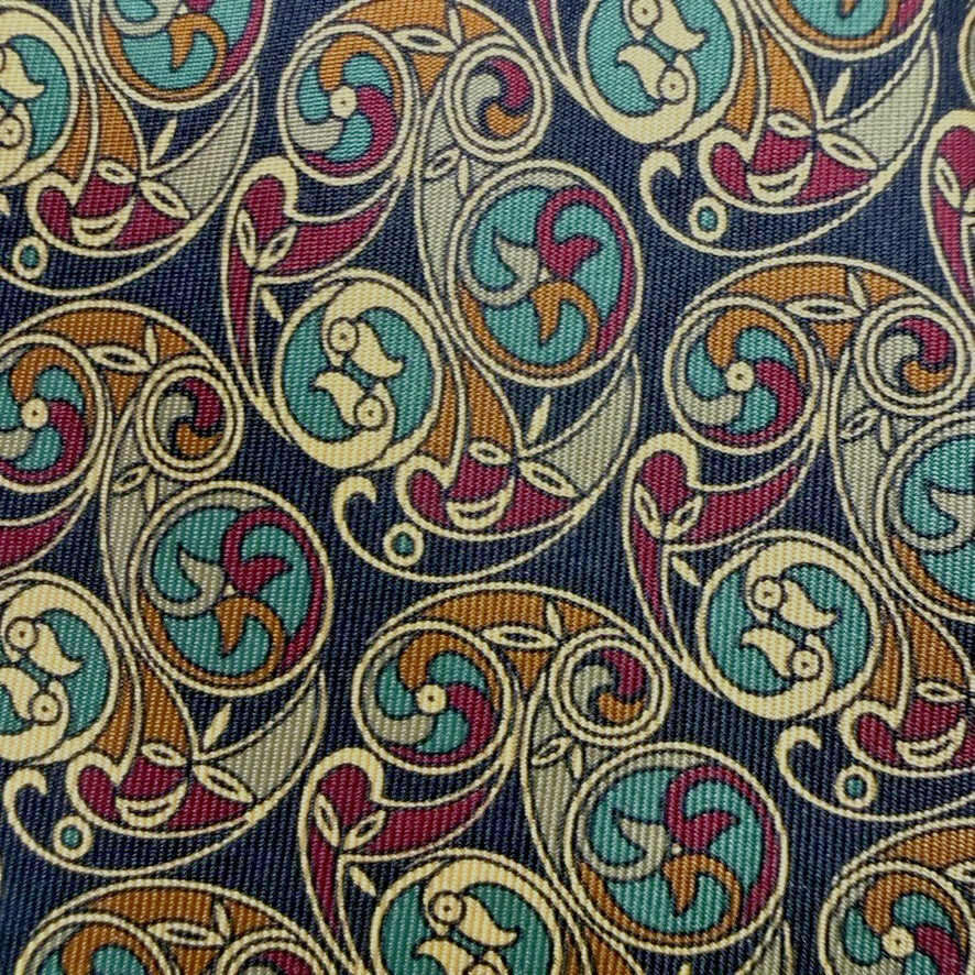 British Museum Celtic Geo Neck Tie Silk Gold Multicolor England 3 1/2×58 in