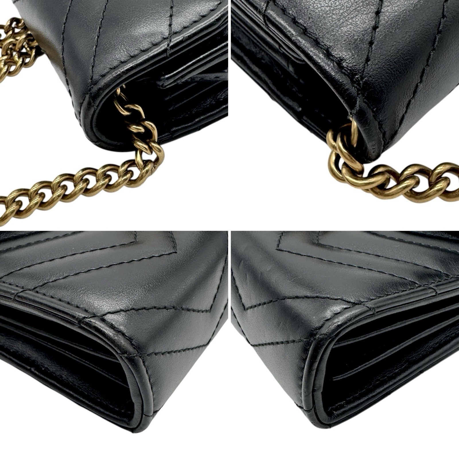 Gucci GG Marmont Chevron Mini Wallet On A Chain Shoulder Bag Retails $1,990