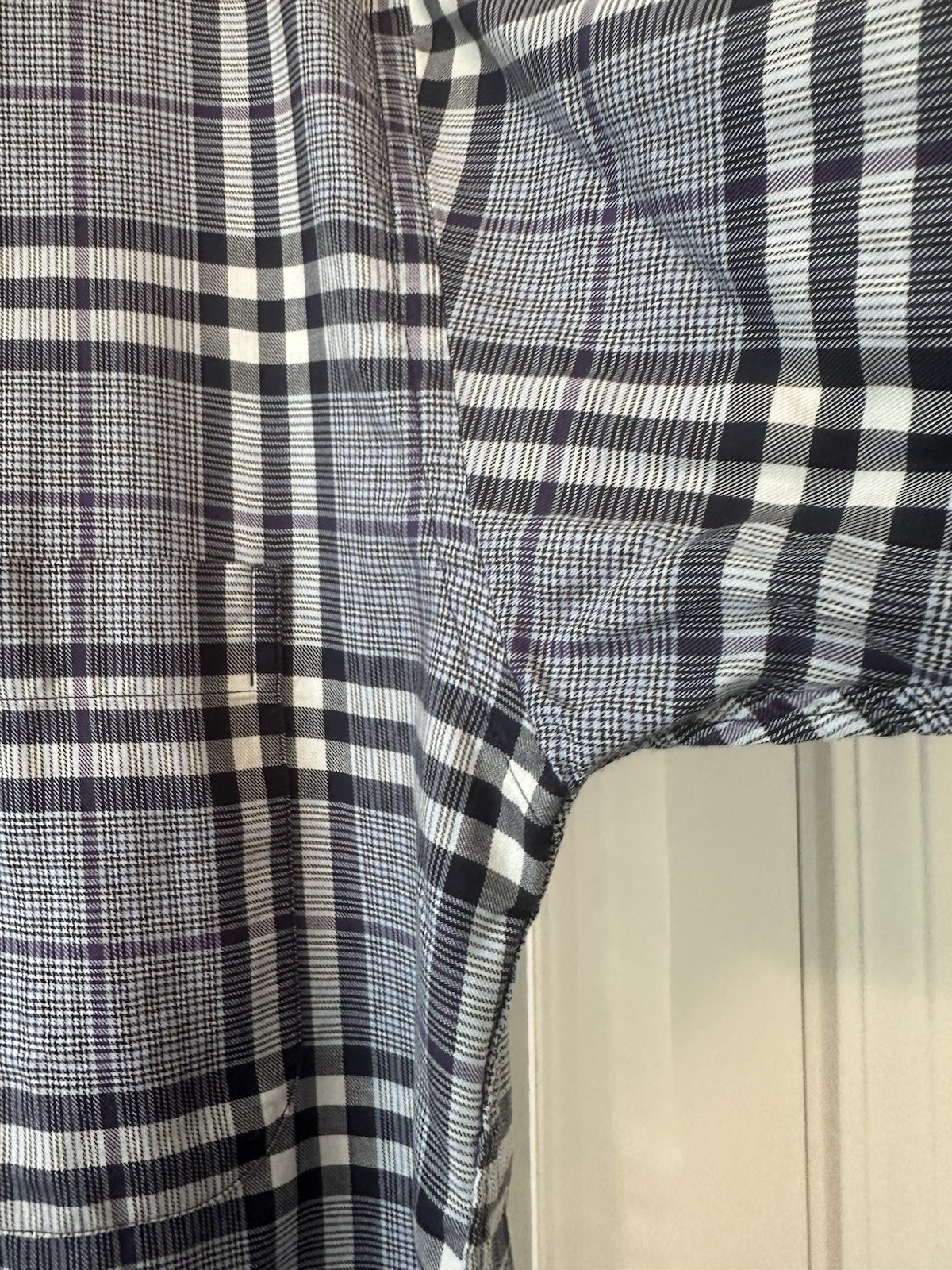 Burberry London Mens Plaid Button Front Shirt Medium Gray Purple Cotton USA