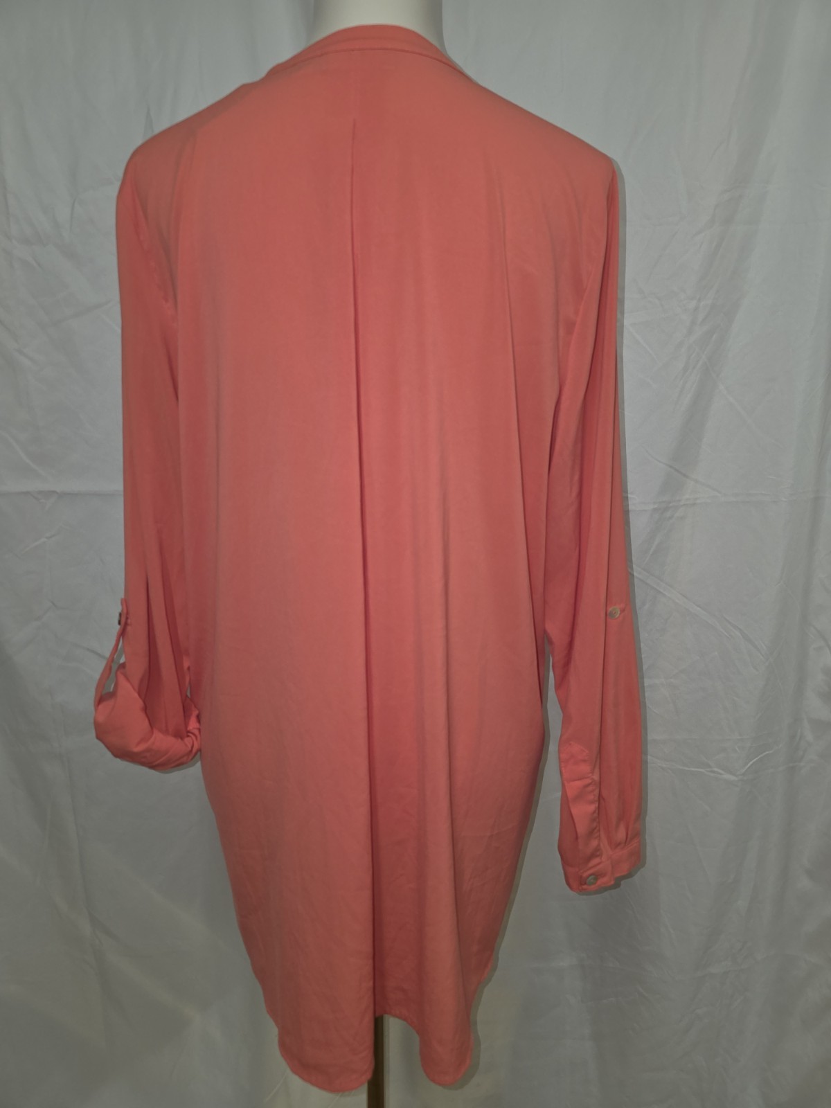 Susan Graver Sheer Tunic Length Blouse Size 12 Peach Color Call Out