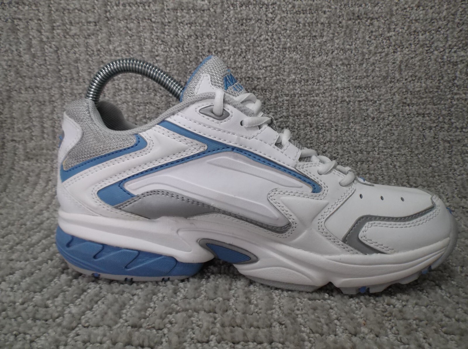Avia Womens Running Shoes A110M White Blue Low Top Textured Leather Lace Up SZ 8