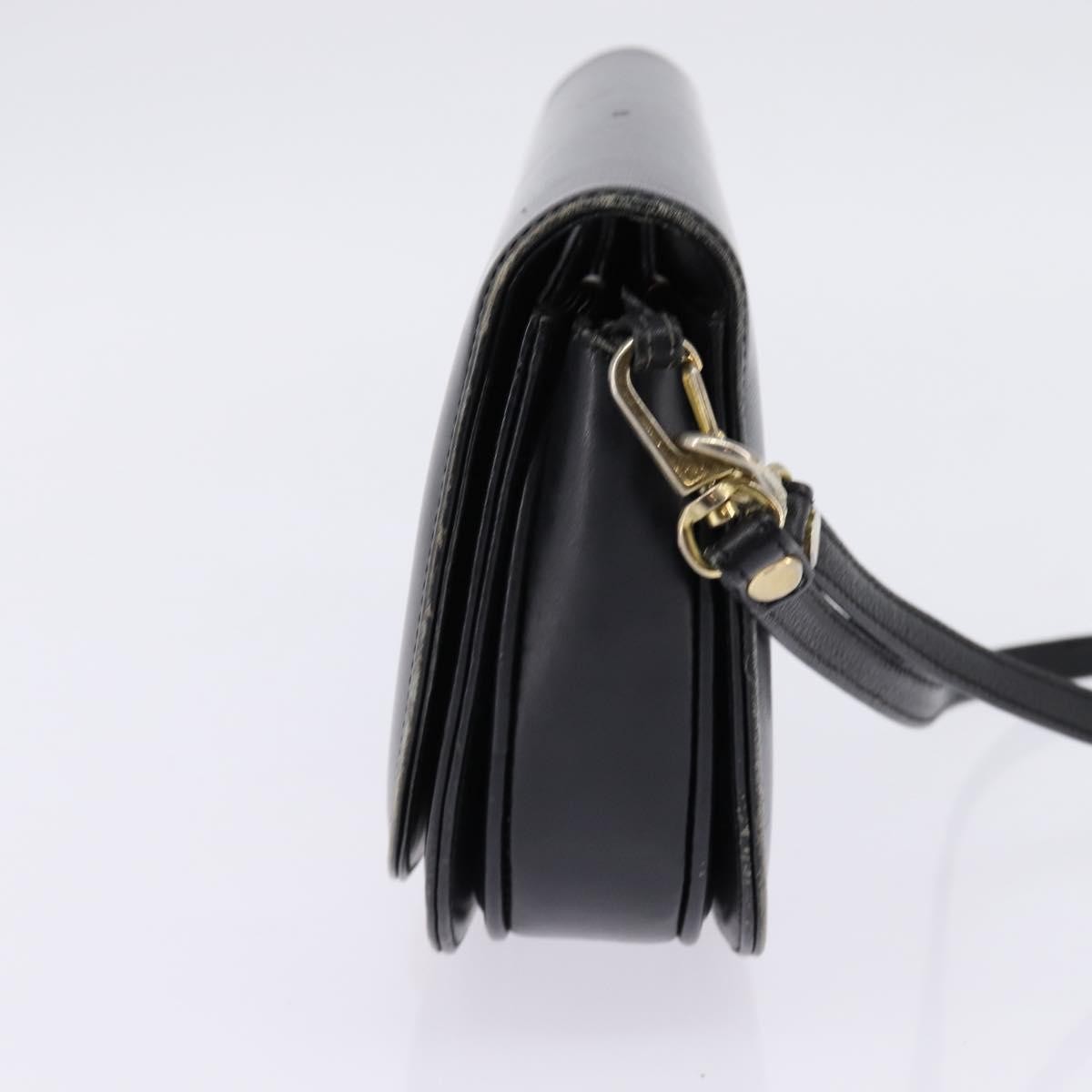 CELINE Horse Carriage Shoulder Bag Leather Navy Gold Auth BA6372