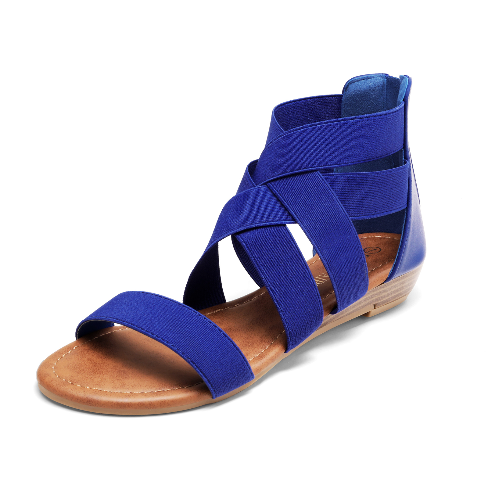 Womens Gladiator Flat Sandals Elastic Cross Ankle Straps Sandals Summer Sandals