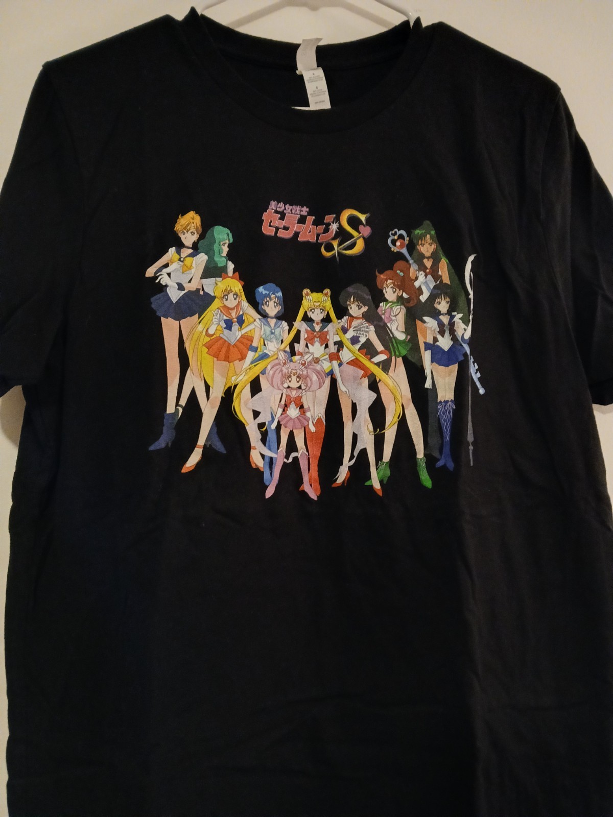 Sailor Moon-S Anime Graphic Black Cotton Short Sleeve T-Shirt Large