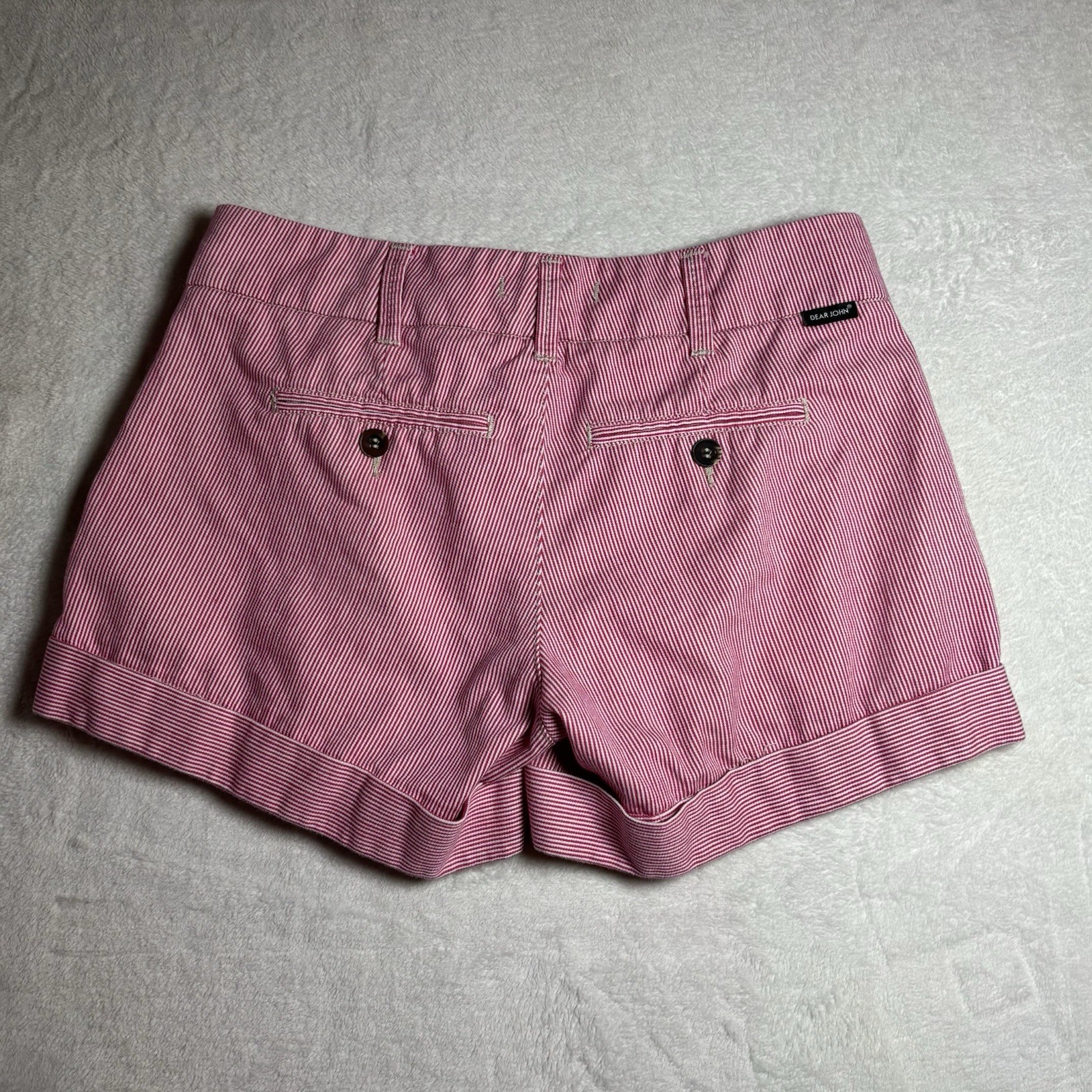 Dear John Women’s Pinstriped Cuffed Chino Shorts Red And White Size 26 Summer