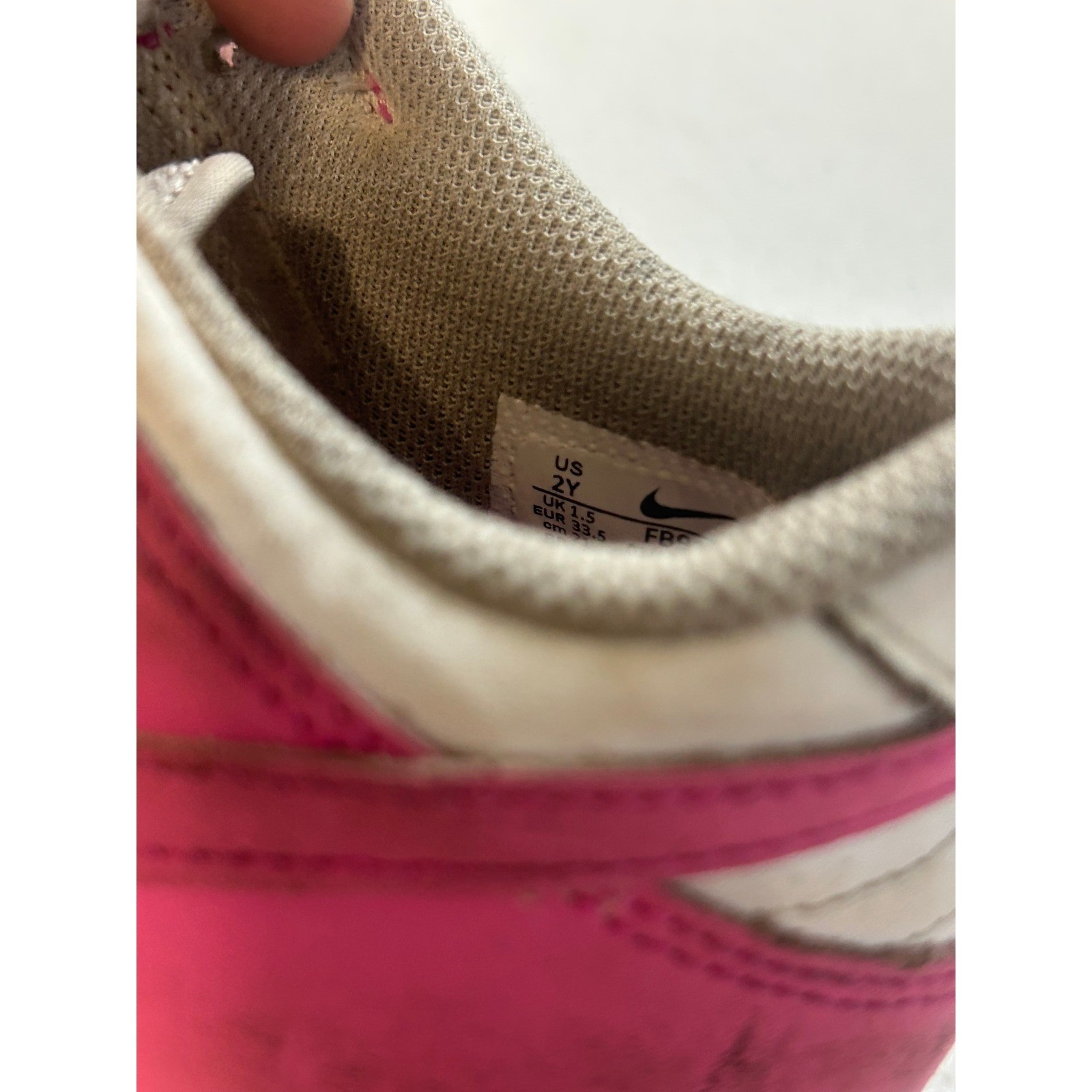 Nike Dunk Low Kids Pink White Sneakers 2Y #1785