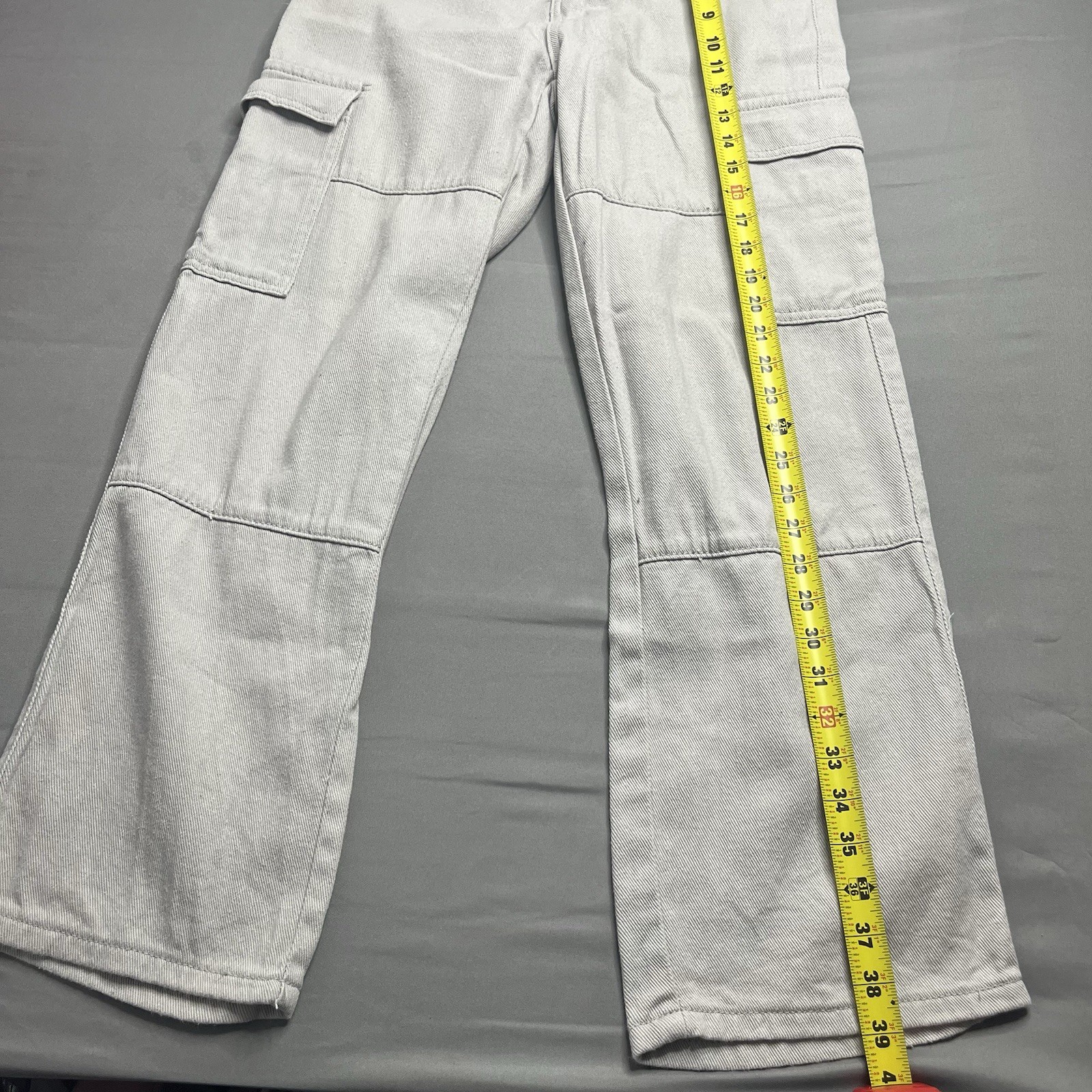 SHEIN Petite Women’s Cargo Jeans Size S Light Gray Wide Leg Utility Pants